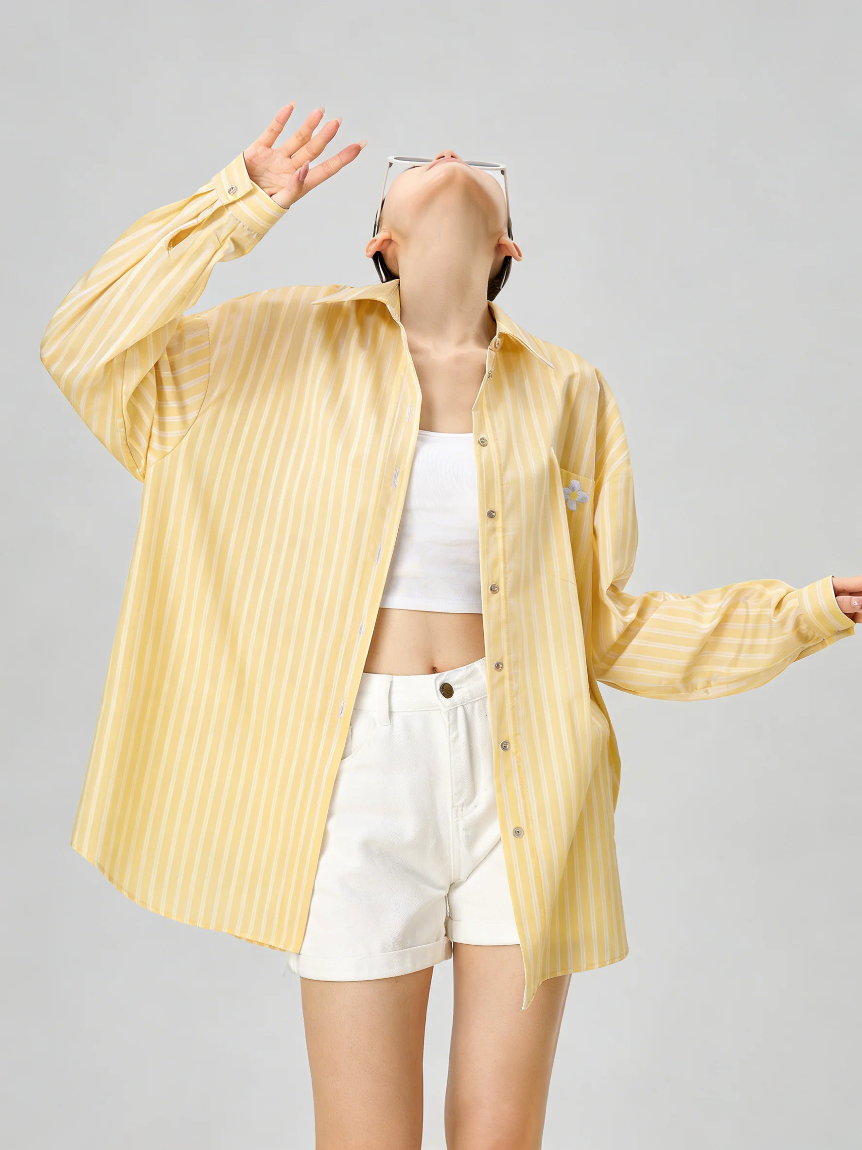 

Loose Women's irt Casual Sle Embroidery Long Sve Turn-down Collar Striped Design Spring Faion 2026 New Arrival