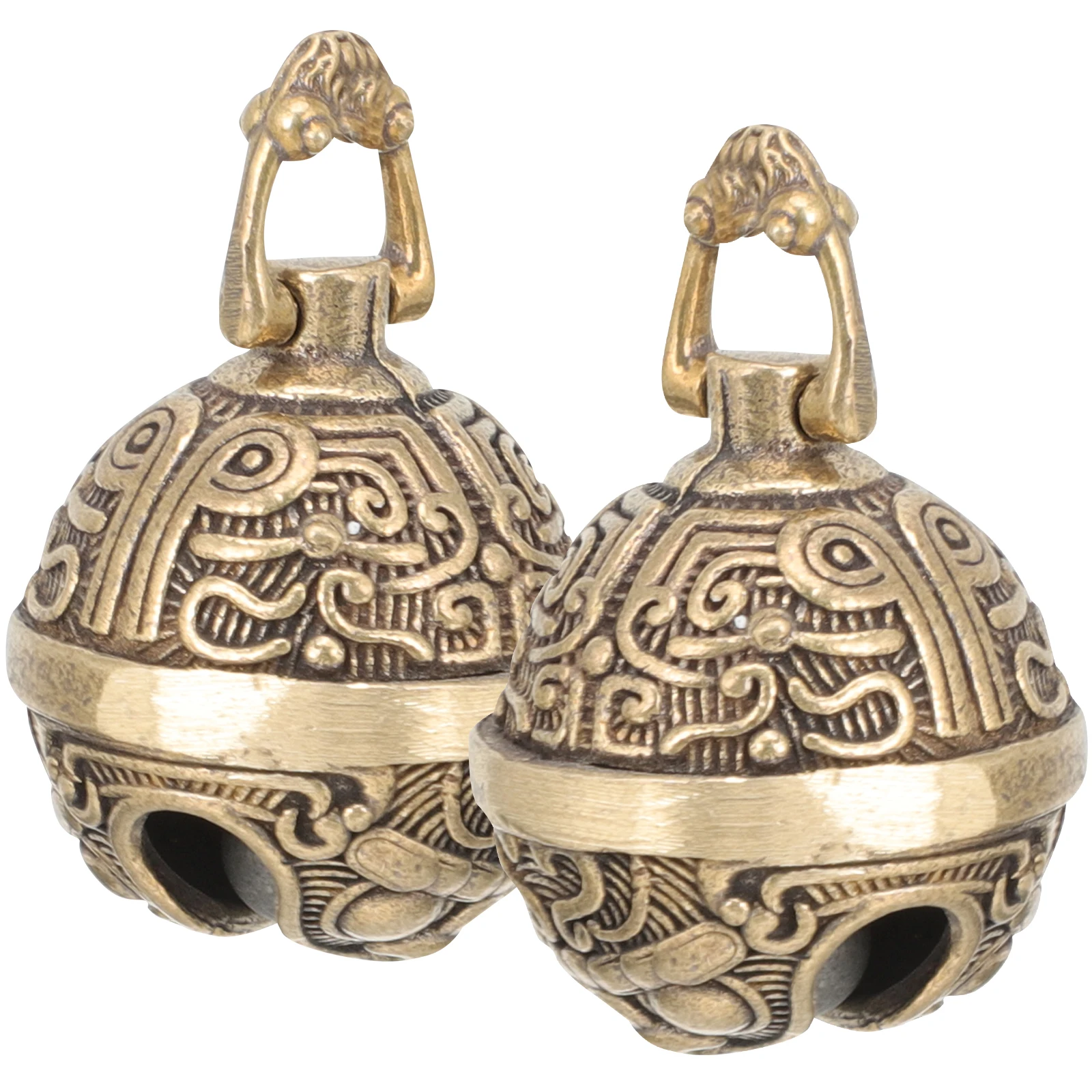 

2Pcs Brass Key Pendant Decoration Jingle Bell Wall Clock Keychain Mini Keyring Charm Keychain Pendant Auspicious Bag Charm