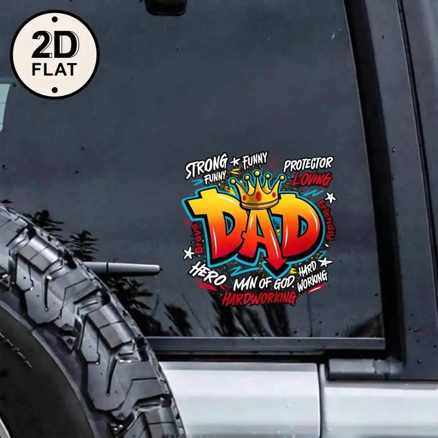 

Car Window Vinyl Sticker Dad Crown Strong Funny Protector Loving Hero Man Of God Hardworking