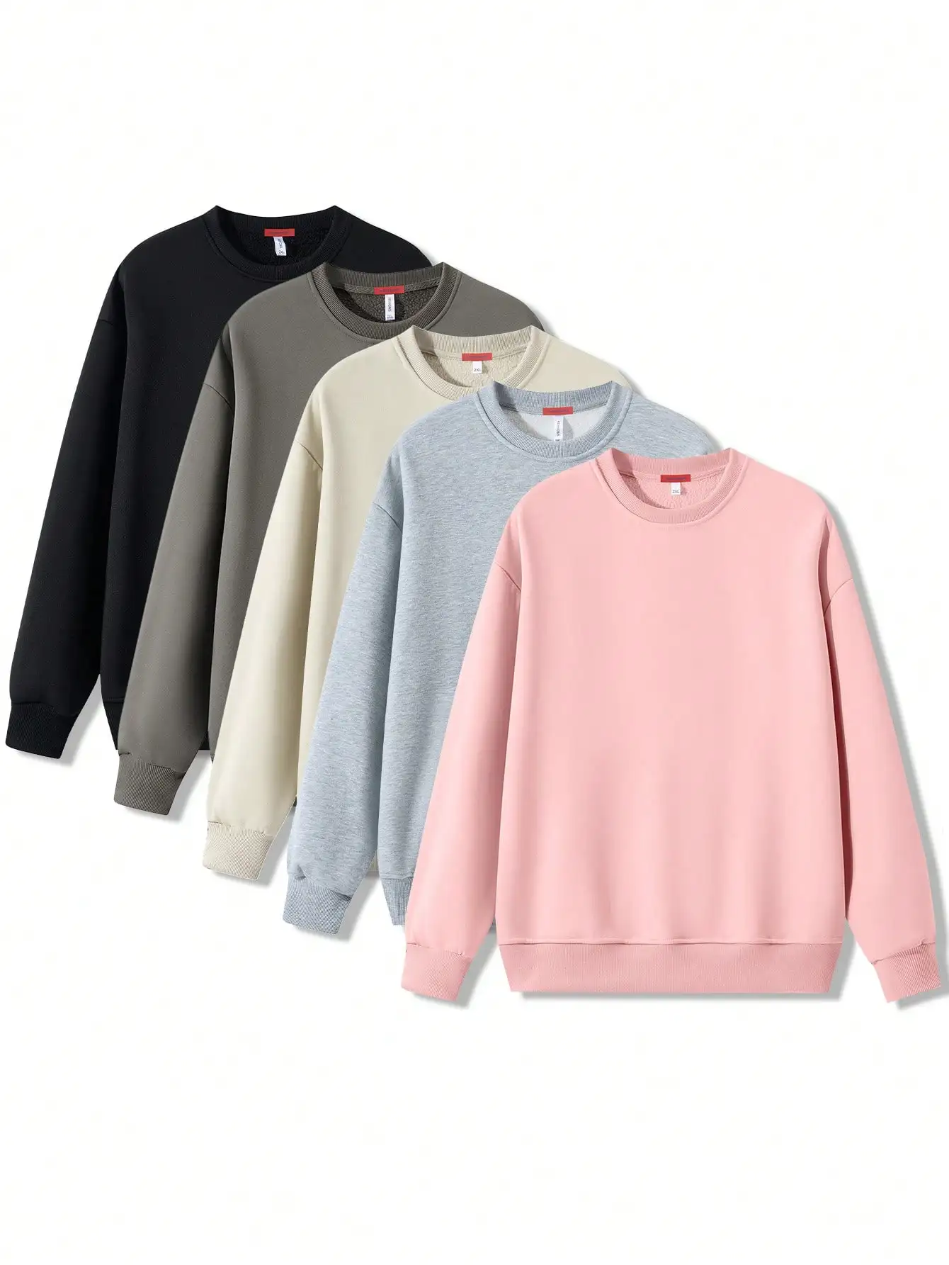 

Женский свитшот с круглым вырезом, однотонный, повседневный, для осени и зимы, свободного кроя, с длинными рукавами