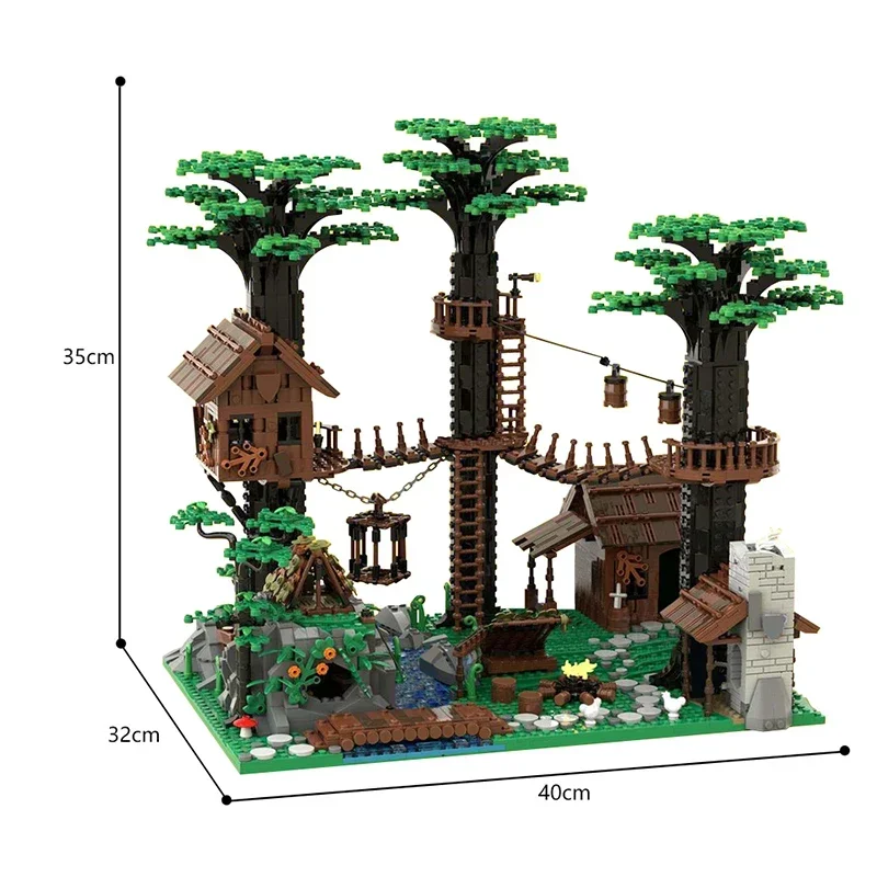 BuildMoc-Juego de bloques de construcción de la sede de Forest men, bosque, árbol, Villa salvaje, ladrillos del paraíso, juguetes para niños, regalo de cumpleaños para niños