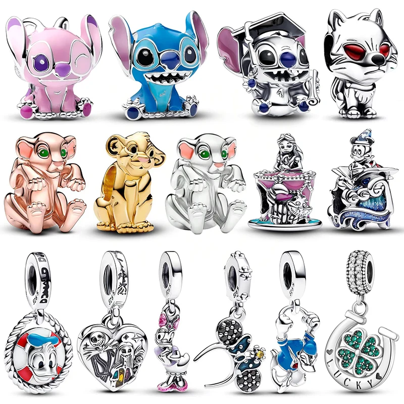 

Подвески 925, оригинальные бусины Disney Simba и Stitch, подходят для браслетов, ожерелья для женщин, подвеска, роскошные ювелирные изделия своими руками, подарок на вечеринку