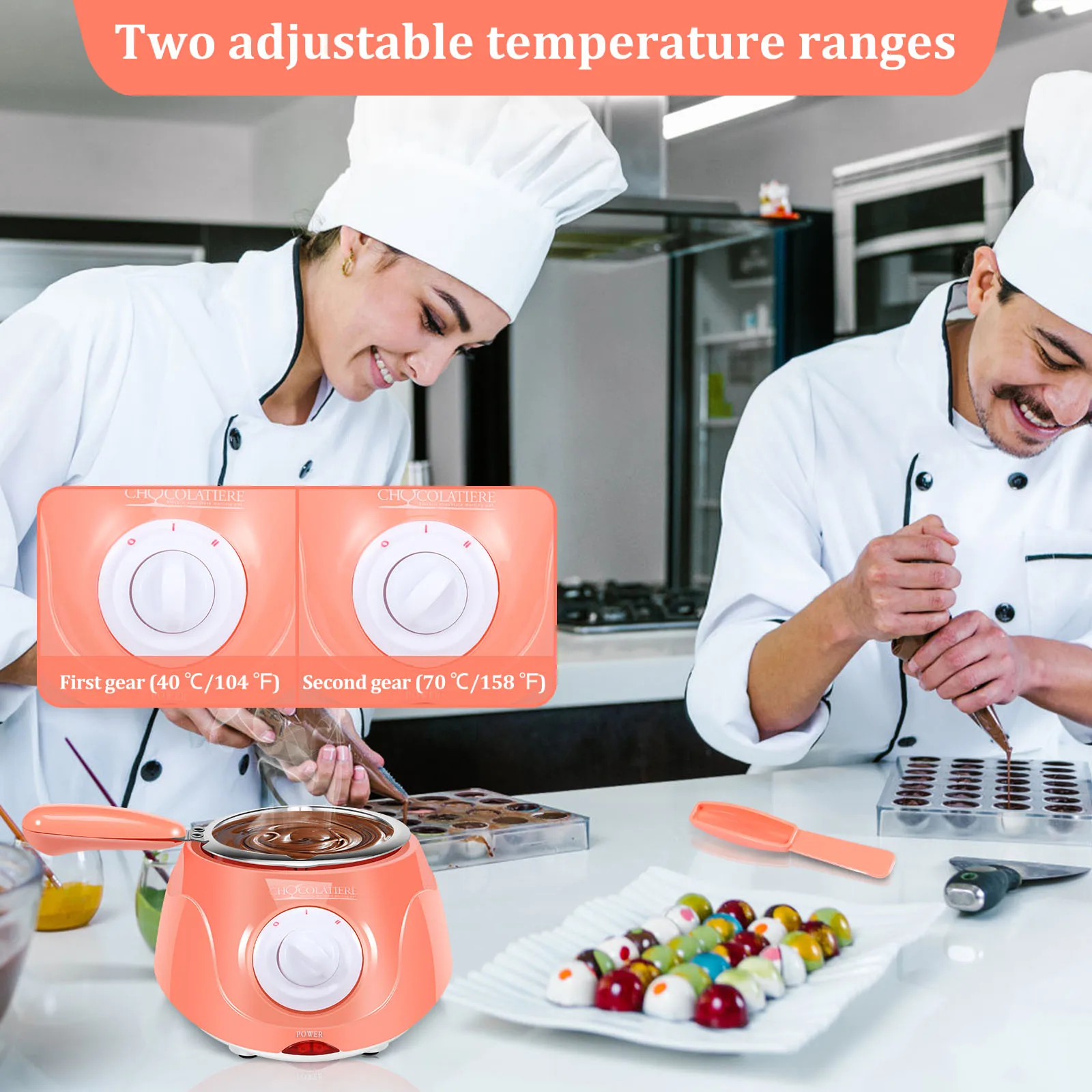 Chocolate Melting Pot 250ml Electric Chocolate Melter 2-Speed Adjustable Temperature Chocolate Butter Cheese Melting Making Kit