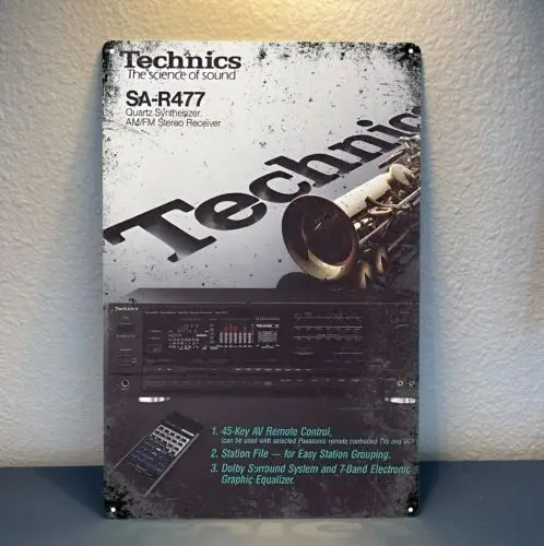 Technics Synthesizer Fm Receiver Vintage Hi-Fi Metal Poster 