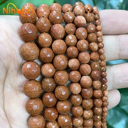 Natural Faceted Golden SandStone Round Loose Beads for Jewelry Making 15