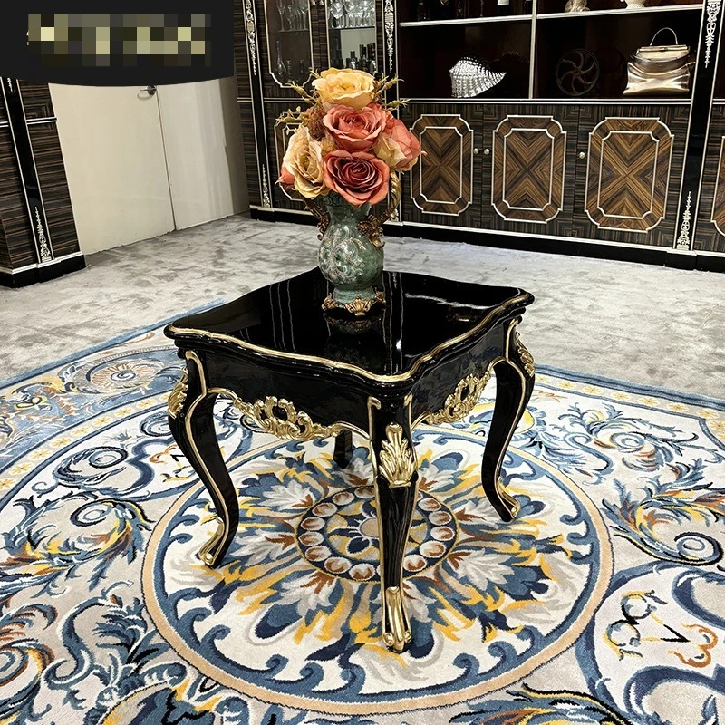 

Французский небольшой журнальный столик из цельного дерева, европейский диван для гостиной, приставной столик из массива дерева, маленький журнальный столик с цветком и резьбой