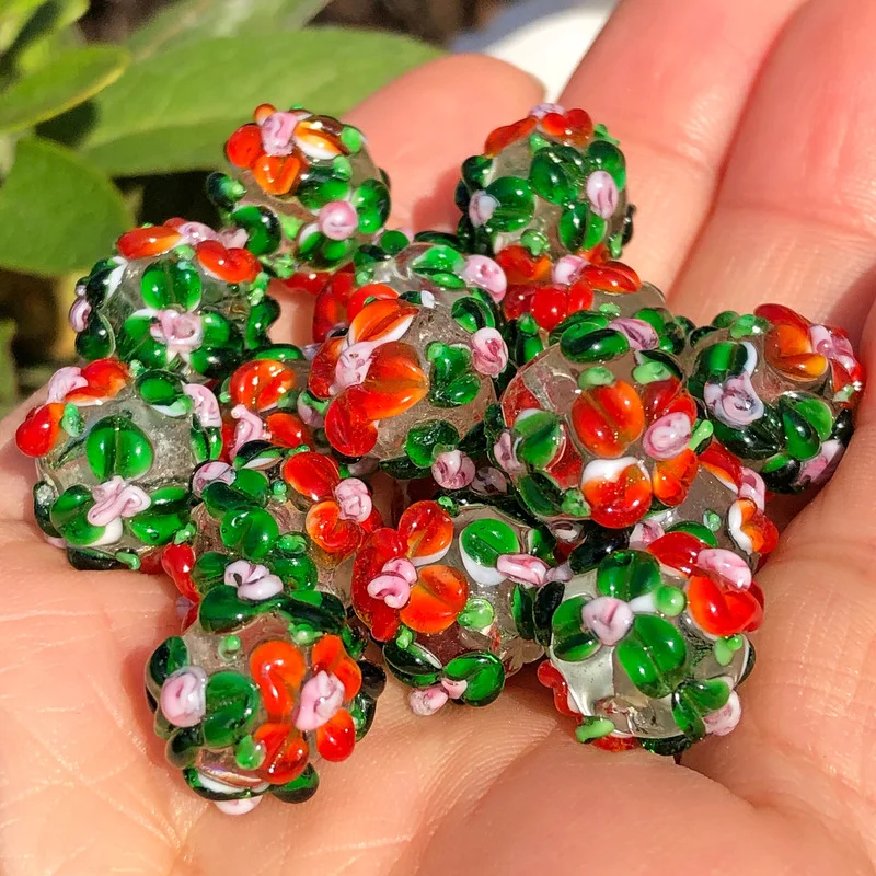 1/5/Pc12mm Large Murano Multi-color Flower Lampwork Glass Loose Spacer Beads For Jewerly Making Diy Bracelet Earring Accessories