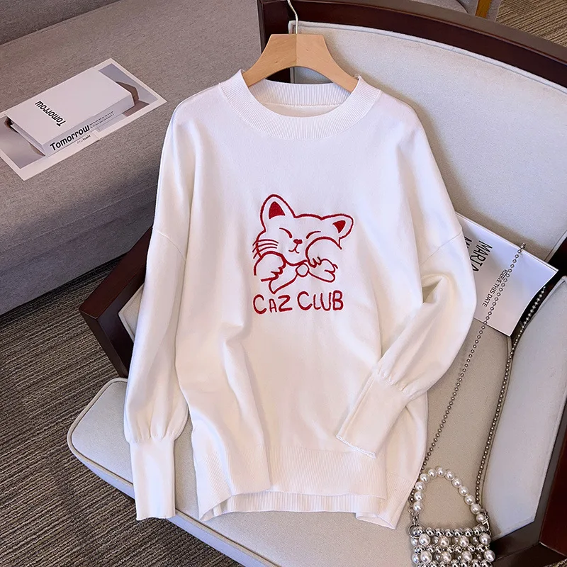 

100/150kg Oversize Large Women Pullovers High Quality Bust 150/160cm Loose Thickened Knitted Sweaters Cute Women Wear 6XL 7XL