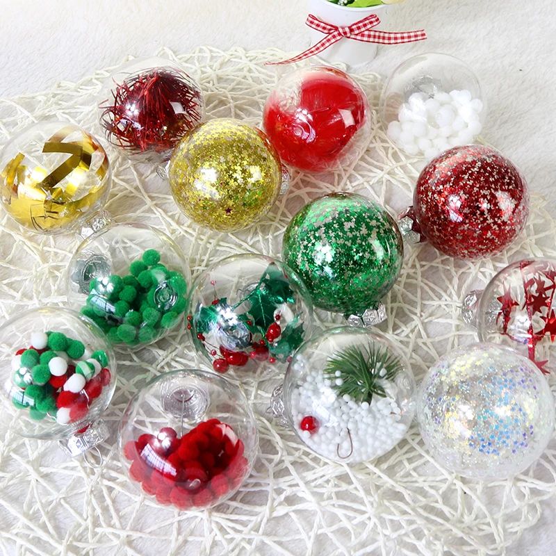 

6pcs/Lot Christmas Ball Decoration 6/8cm Shatterproof Plastic PET Acrylic High Transparent Ball Hollow Round Ceiling Pendant