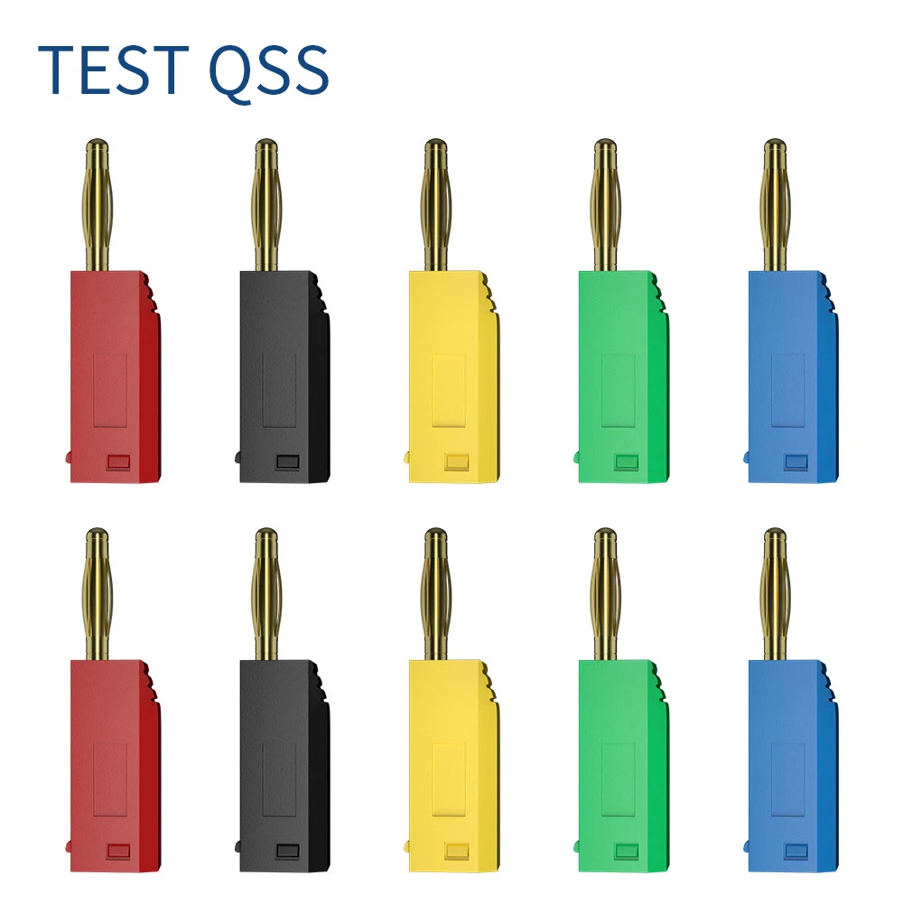 QSS 10 sztuk 2MM wtyk bananowy pozłacane możliwość układania w stosy elektryczne złącze terminala akcesoria 5 kolorów Q.10003