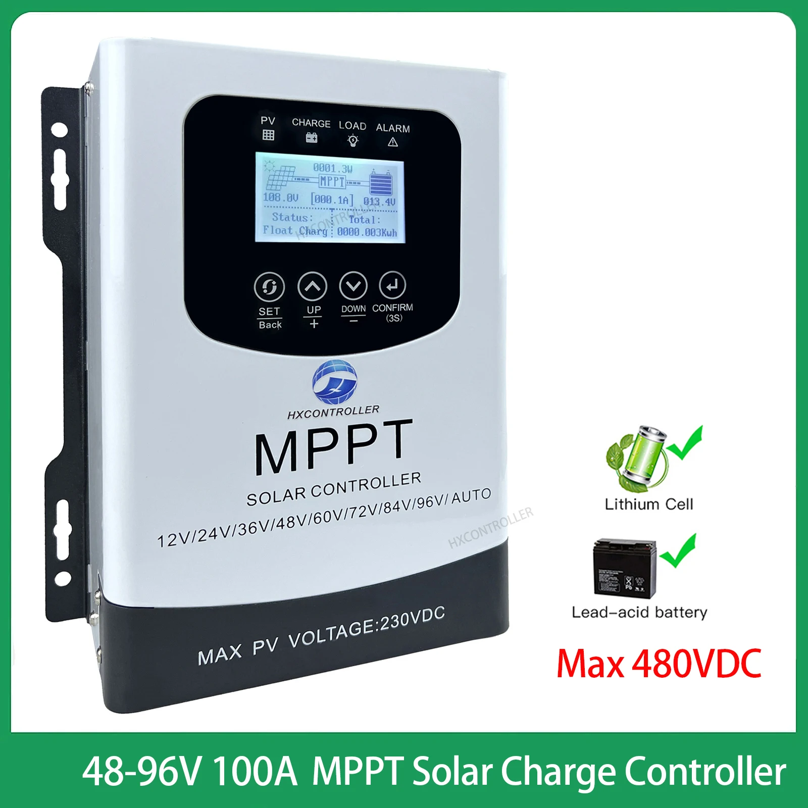 EU Stock 480VDC 9600W MPPT 0-100A Solar Charge Controller 48V 60V 72V 84V 96V Solar Photovoltaic Battery Charging Regulator