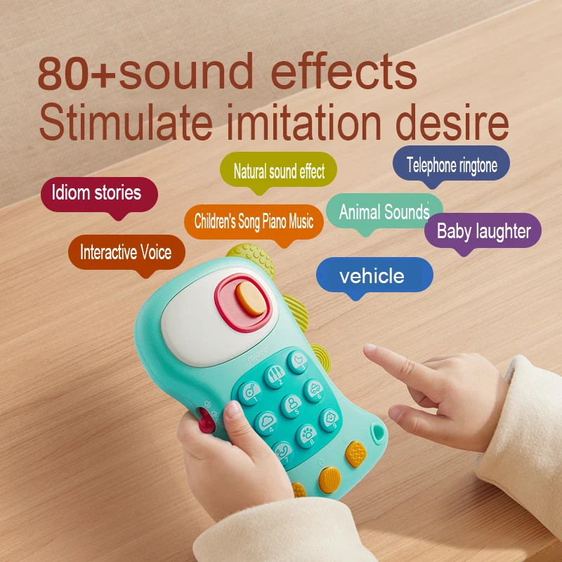 Mideer Versatile Kids Phone 80+ Sounds 100+ Encyclopedias Baby Simulation Phone Music Telephone Sleeping Toys Infant 12M+