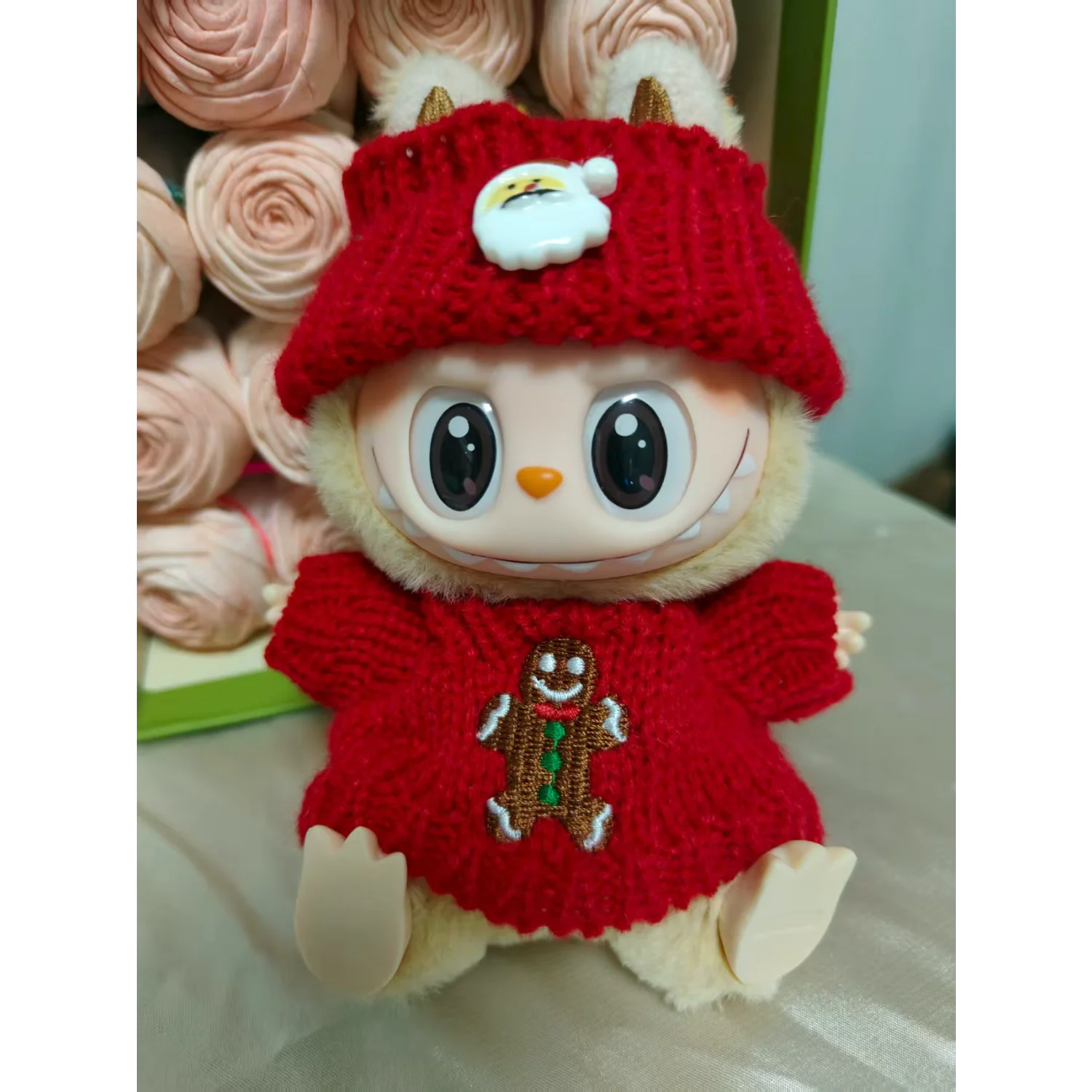 Per 15-17 Cm V1v2 Labubu Vestiti Vestito Labubu Seduto Vestito Di Natale Festa Orso Etichetta Cappello Bambole Accessori Decorazione Carino