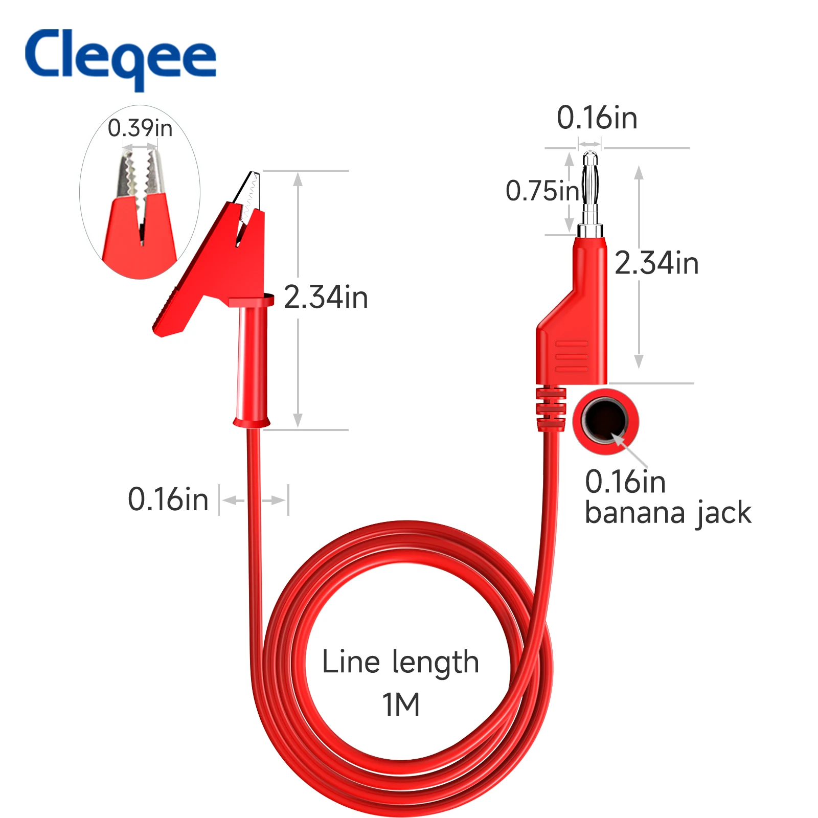 Cleqee P1037 10PCS test lead 4mm stackable banana plug crocodile clip flexible cable 3.3ft/1m for multimeter electrical testing