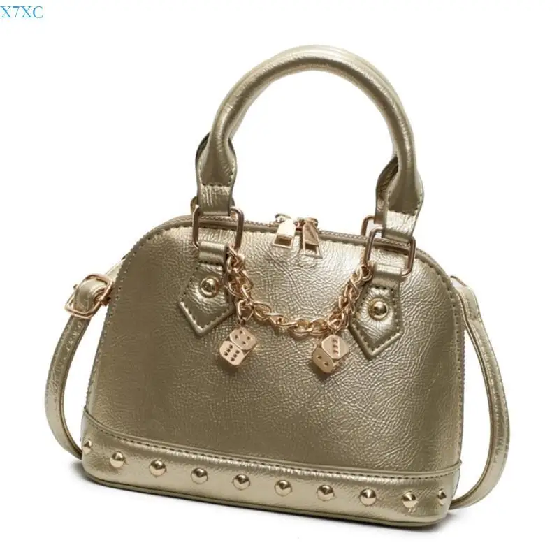 

X7XC Sophisticated PU Shell Bags Shoulder Bags For Women With Stylish Rivet Detailing
