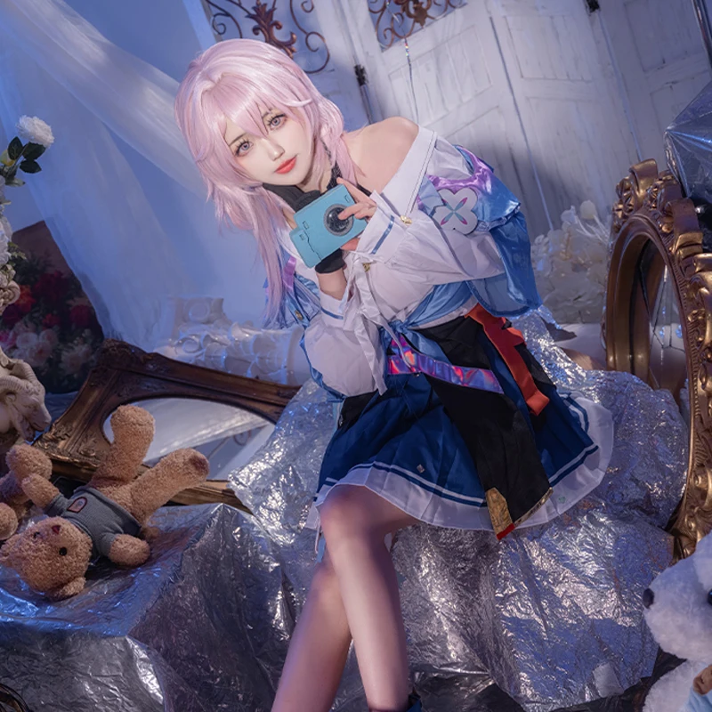 March 7th Cosplay for New Game Honkai Star Rail Starlight Blue Gradient dress Female Uniform Costume A