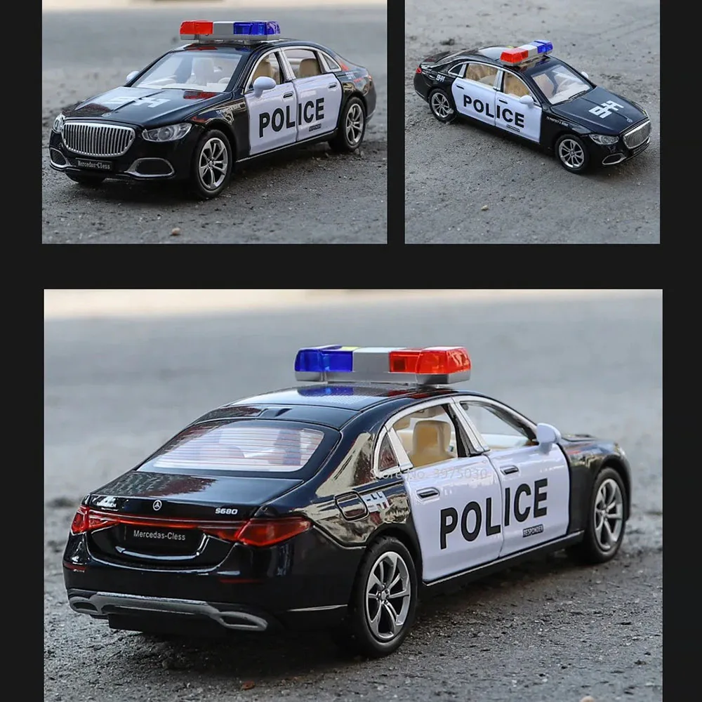 1:32 Benz S680 Miniaturmodelle Spielzeug Polizeiautos Legierung Diecast Pull Back Fahrzeuge mit Sound Licht Spielzeug für Jungen Geburtstagsgeschenke