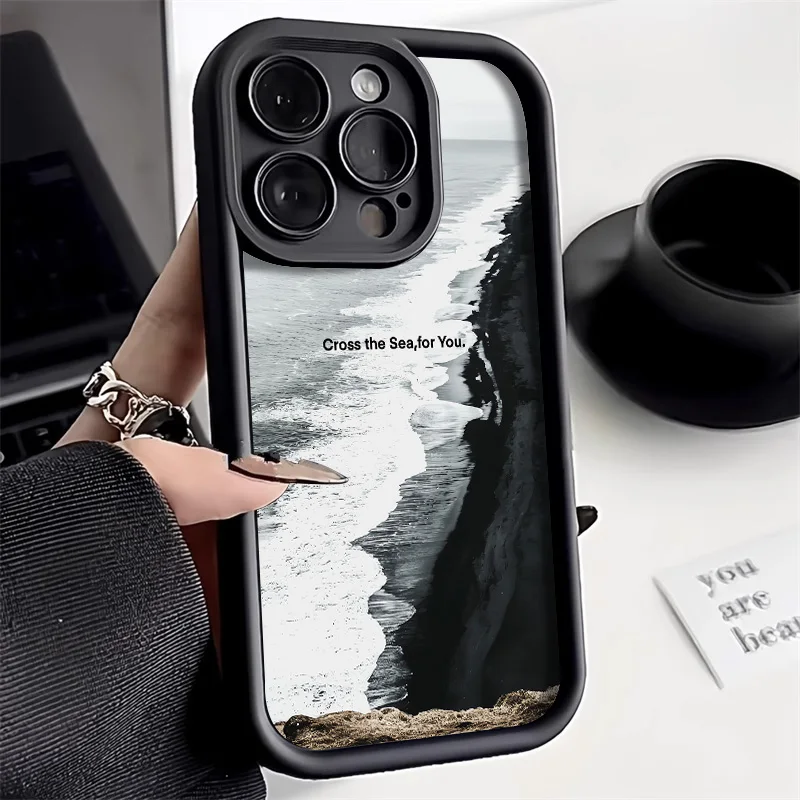 Funda de silicona líquida para teléfono móvil, carcasa suave a prueba de golpes para iPhone 15 Pro, 11, 13, 12, 14 Pro Max, XR, XS, 7, 8, SE