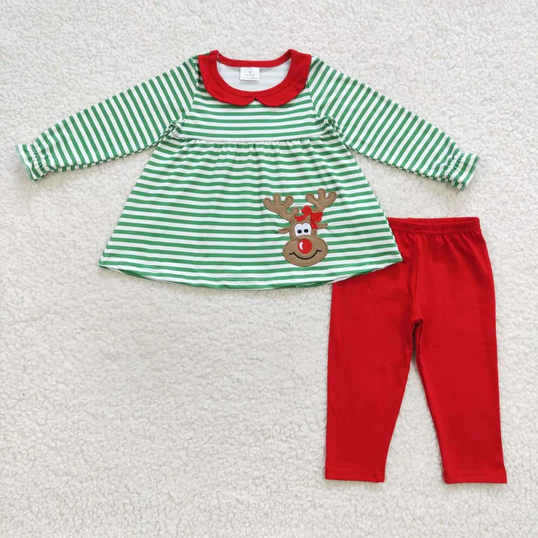 z1121-06 GLD0207 Wholesale Boutique clothes boy Matching embroidery Christmas long sleeve pants Set Winter Children clothing