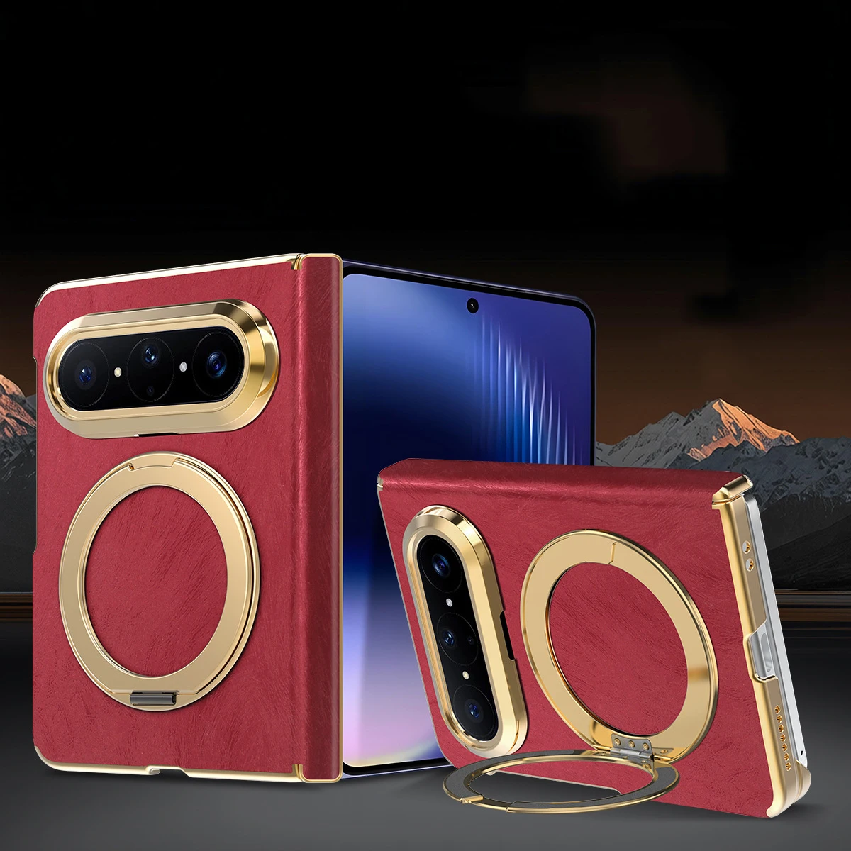 

For Huawei Pura X Max 360° Rotating Stand Case Dual-Axis Hinge Protection Magnetic Electroplated Anti-Drop Kickstand