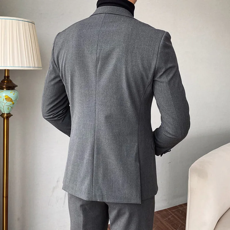 Luxus Business Anzüge für Männer Nähen Doppel kragen formelle Freizeit kleid Anzüge 2 Stück elegante schlanke Kostüm Homme Double Vent