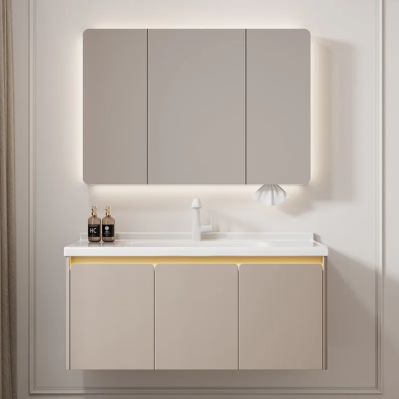 

Mirror Led Light Bathroom Cabinet Shelf Modern Hidden Sink Bathroom Cabinet Minimalist Slim Mobili Per La Casa House Accessories