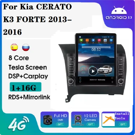 Tesla android ips 2.5d bildschirm dsp radio für kia cerato k3 forte 2011-2015 4 64g 4g lte wifi gps bt auto stereo android