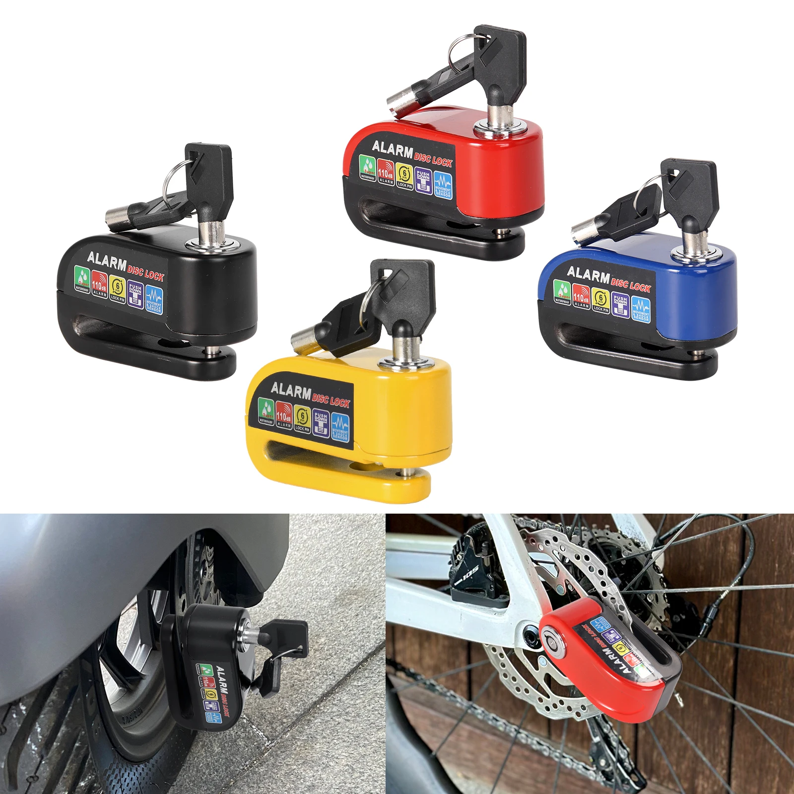 Motorcycle Anti-theft Lock Police Disc Brake Lock Safety Motorcycle Wheel Disc Padlock Waterproof Bicycle Anti-theft