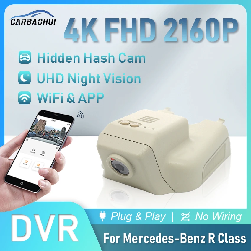 4K Car DVR Plug and Play Dash Cam Camera UHD Night Vision Wifi Video Recorder For Mercedes-Benz R Class GL450,Wireless DashCam