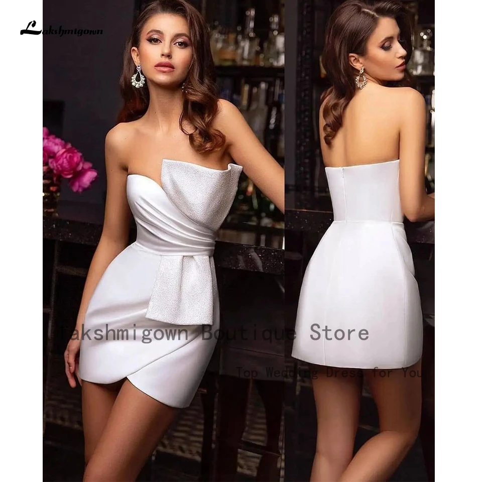 

Sexy Sheath Short Wedding Dress For Bridal 2023 Vestido Satin Beach Wedding Gowns Off the Shoulder