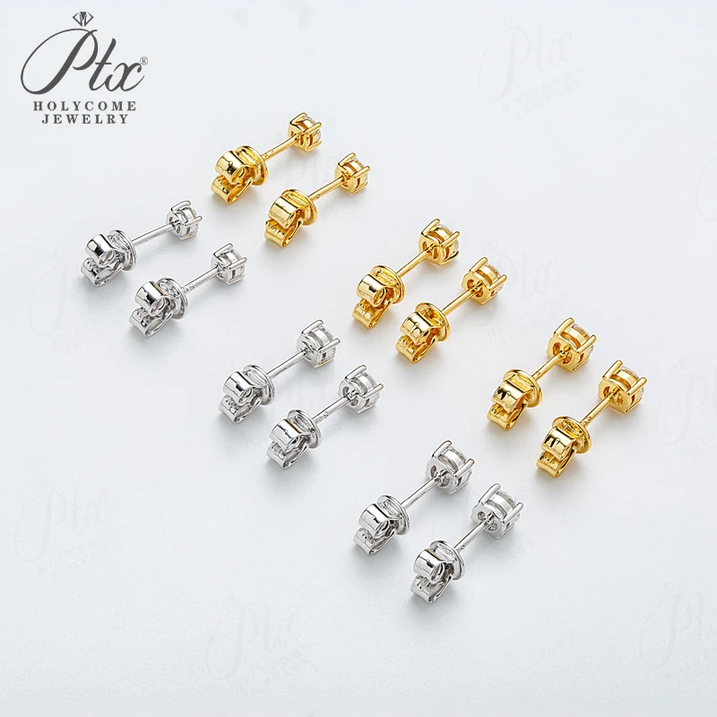 Laborgezüchtete Diamant-Ohrstecker 3mm Runde Form 925 Sterling Silber Vierkant-Fassung Edles Geschenk Großhandel Holycome Schmuck – Detail 13