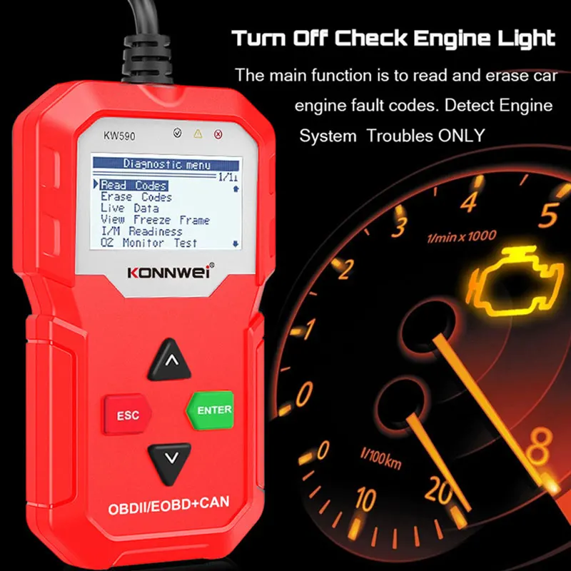 أدوات تشخيص السيارات KONNWEI KW590 قارئات رمز Obd للسيارات تدعم العلامات التجارية المتعددة للسيارات واللغات تحديث مجاني الماسح الضوئي obd2 #6