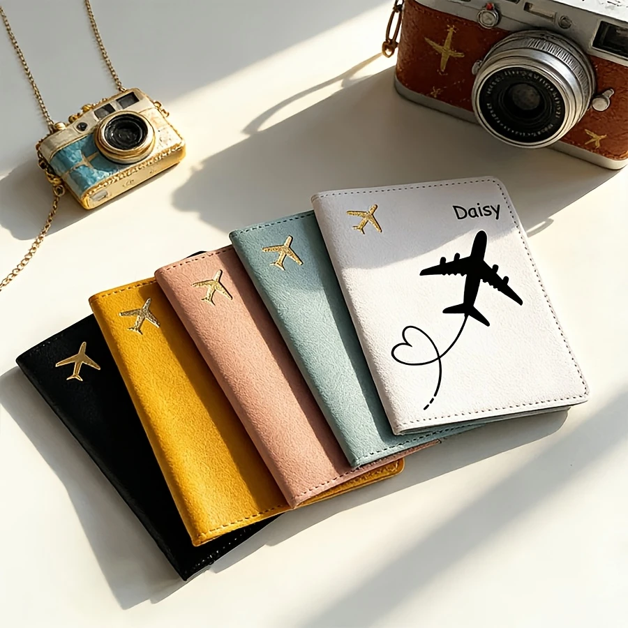 

Custom Name/Text Passport Holder & Luggage Tag - Custom Travel Documents with Name, 5 Colors (Black/White/Yellow/Blue/Pink)