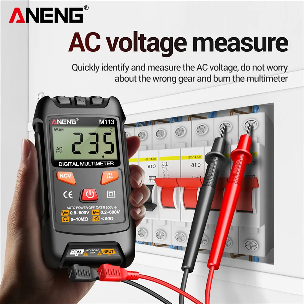 Mini Digital Multimeter Instruments ANENG M113  AC/DC Voltage Meter 1999 Counts Multimetro Ohm NCV Electricity Tools Measuring