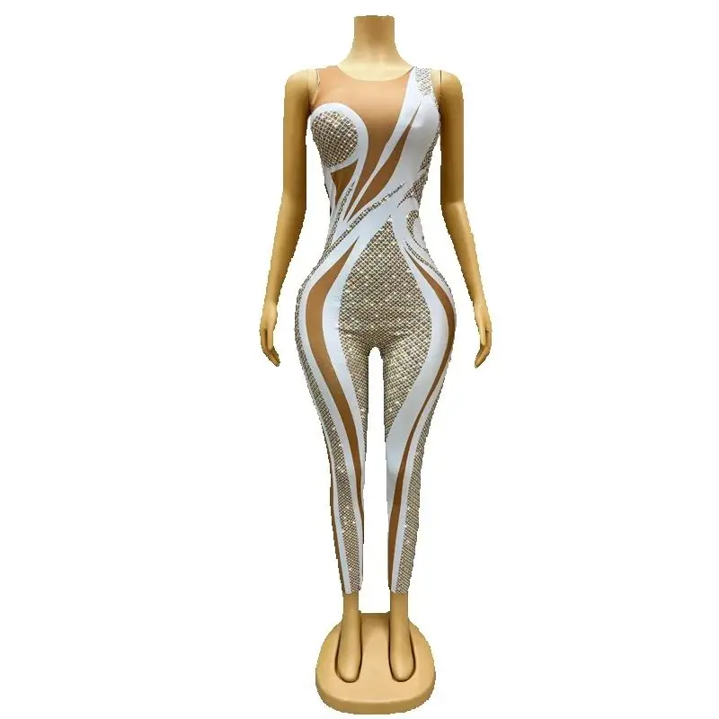 Bar Discoteca Dj Ds Rave Outfit Strass irregolari Gogo Dance Tuta Donna Gruppo Pole Dance Abbigliamento Stage Wear XS8937