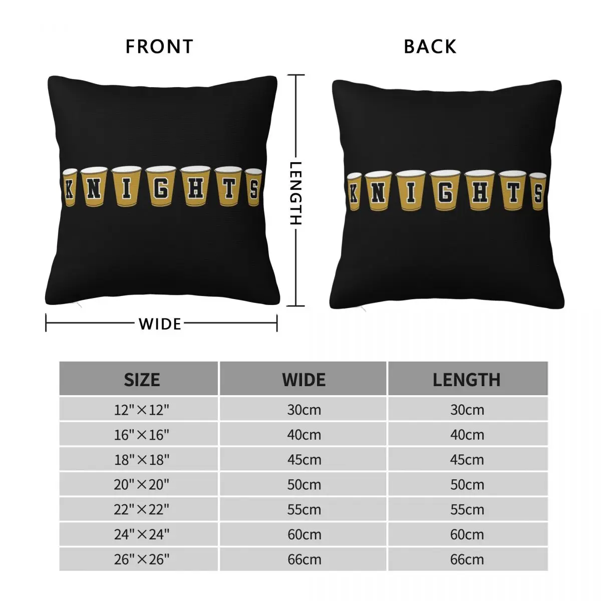 Knights Solo Cups Football Tailgating Square Pillowcase Pillow Cover Polyester Cushion Decor Comfort Throw Pillow for Home Sofa