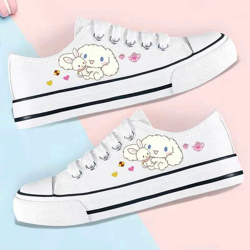 

Sanrio My Melody Cinnamoroll Pom Pom Purin Children's Soft Soled Casual Board Shoes Cute Cartoon Summer Breathable Canvas Shoes