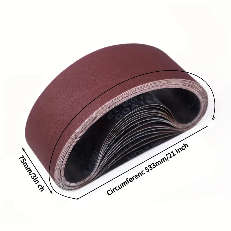 15pcs 3x21(75x533) Inch Sanding Belt Sanding Paper Suitable For Sanding Machine Grinding Woodworking Metal Polishing