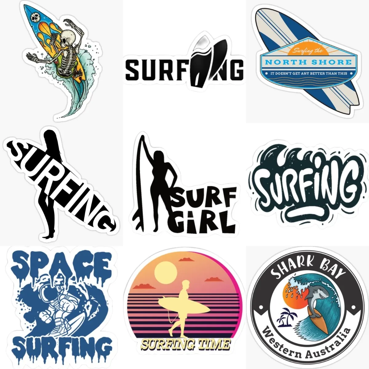 Creative SURF Hawaii Surfing Surfboard PVC Sticker for Covered Scratch Decorate Bicycle Window Wall Laptop Camper Car Van Helmet