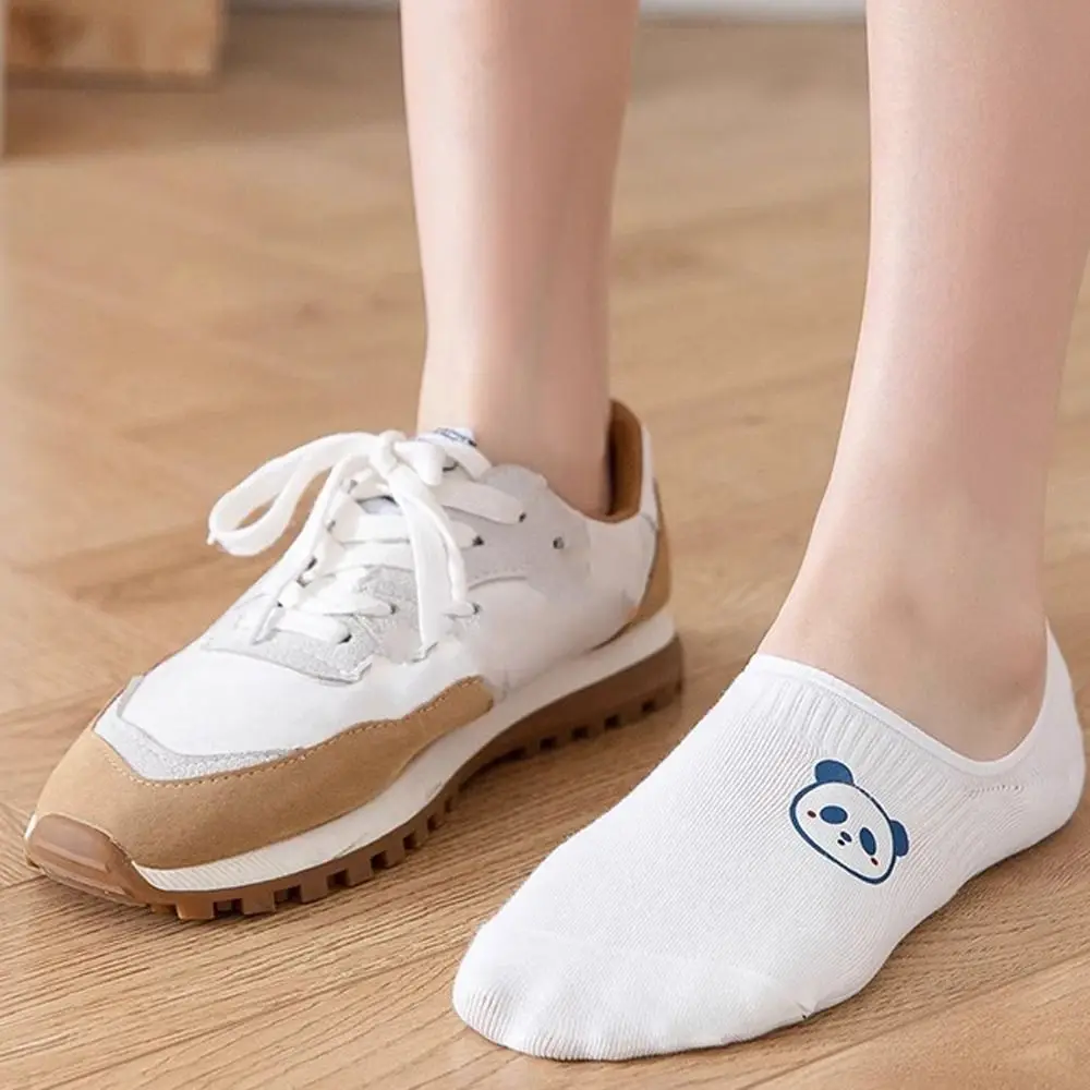 

10Pairs Cute Cartoon Women Invisible Socks Sweet Non-slip Cute Boat Socks Hosiery Thin Bear White Socks For Girls