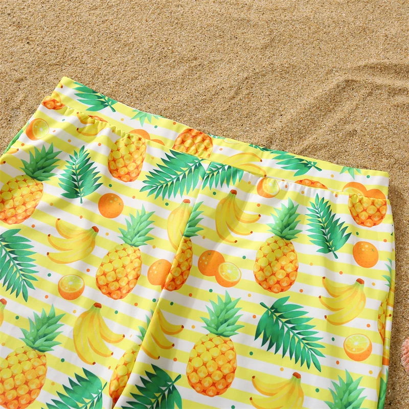 Pineapple Swimsuits Family Matching Outfits One-Piece Mother Daughter Swimwear Beach Mommy and Me Clothes Father Son Swim Shorts