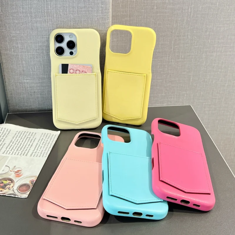 

Lamb pattern single card slot four-pack【5Color】Suitable for Apple16promaxJapanese-style personalized creative solid color phone