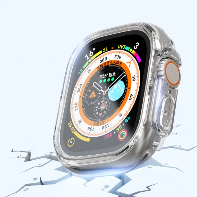 TPU soft shell For Apple watch Ultra 49mm Screen protector anti drop and anti scratch protective shell For iWatch 49mm Cover