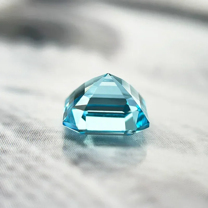 Lab Grown Sapphire Asscher Cut Aquamarine Color DIY Charms Jewelry Making Main Materials Selectable AGL Certificate