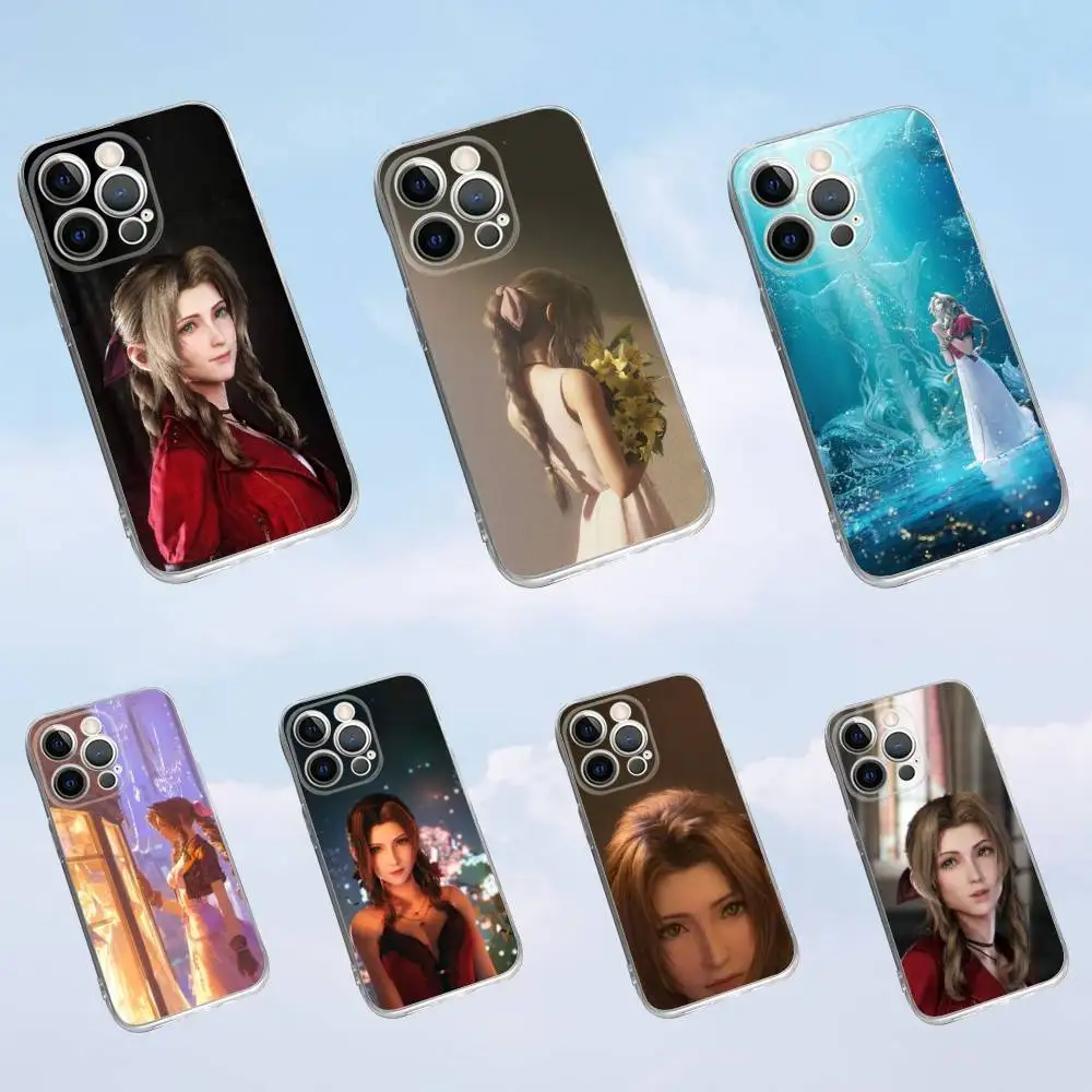 

A-Aeris F-Final F-Fantasy Game Phone Case For iPhone 16,15,14,13,12,11 Pro,Max,Plus,X,XS,XR,SE,Mini Transparent Silicone Soft