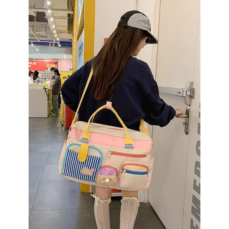 Women's Backpack Travel Bag Casual Sports Fitness Nylon Short Trip Large Capacity Unique Hand Carry Vibrant Storage Design