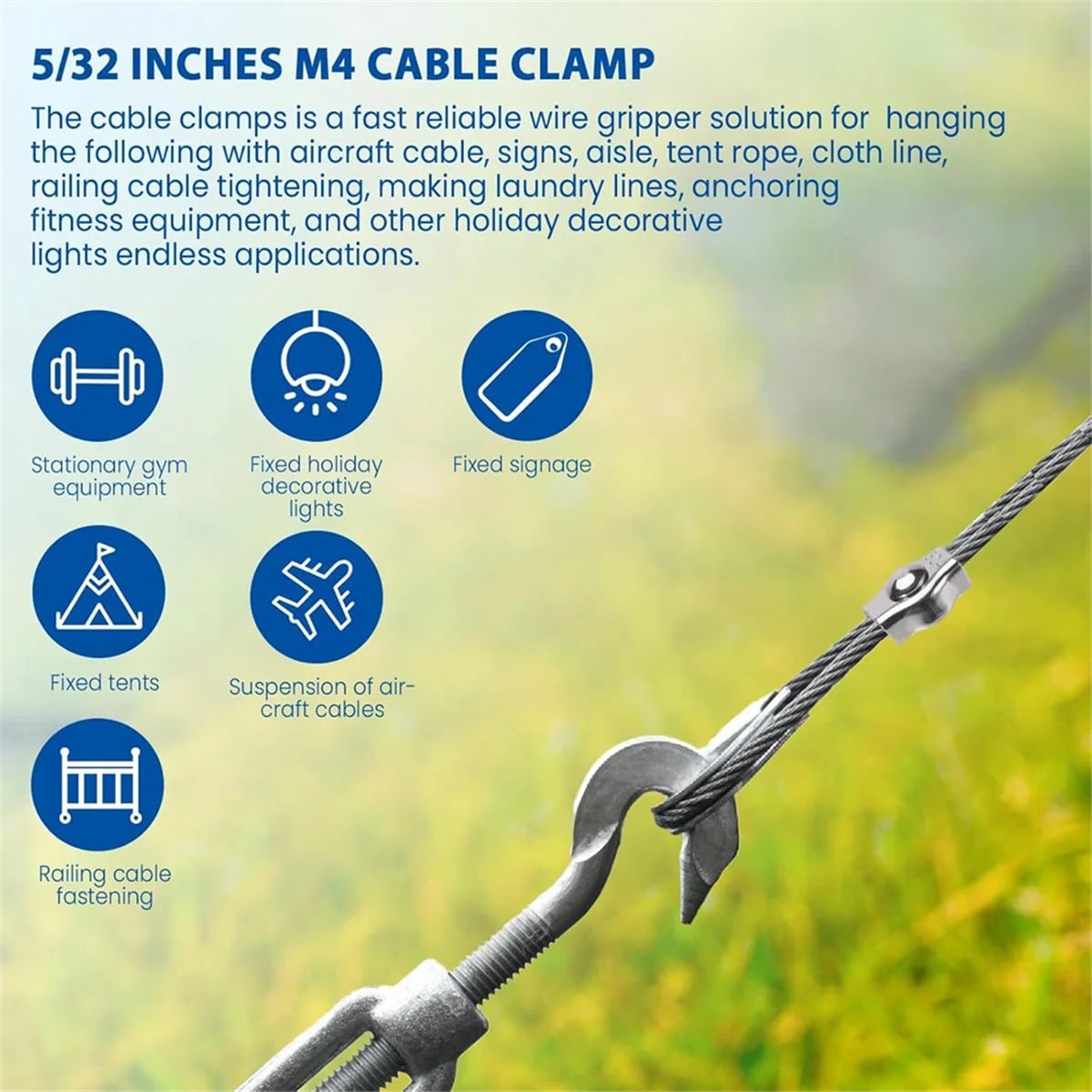 AAA87 20 шт. 5/32 дюйма зажим для троса из нержавеющей стали, симплексные одинарные зажимы для троса для троса 5/32 дюйма
