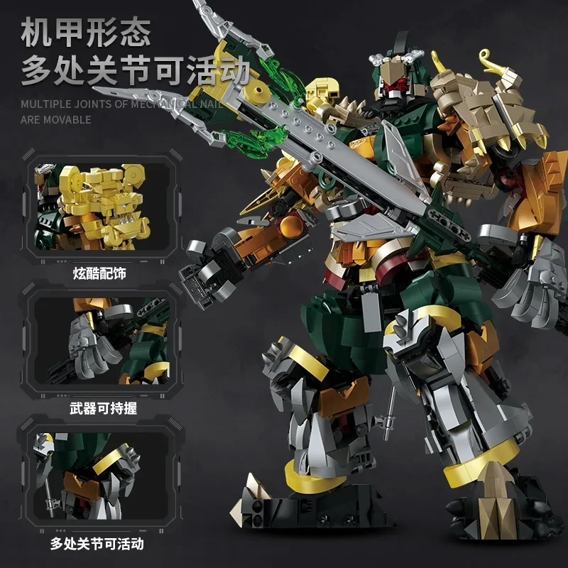 Creative Chinese Zhang Fei Mecha Building Blocks Toys Bull Demon King General Model DIY Assemble Bricks Toy for Kids Boys Gifts