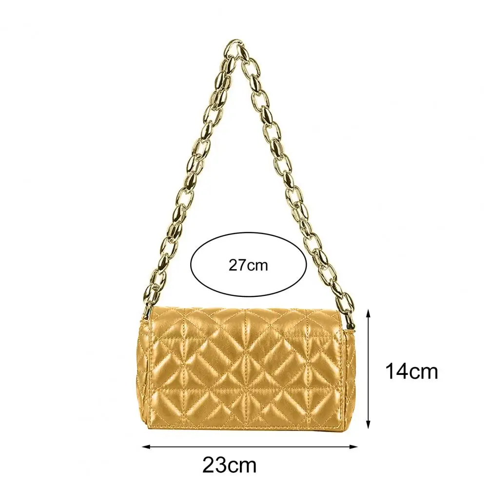 Fashion Plaid Shoulder Bag Thick Chain Handbag Bag Faux Leather Women Underarm Bags Messenger Bag сумка женская