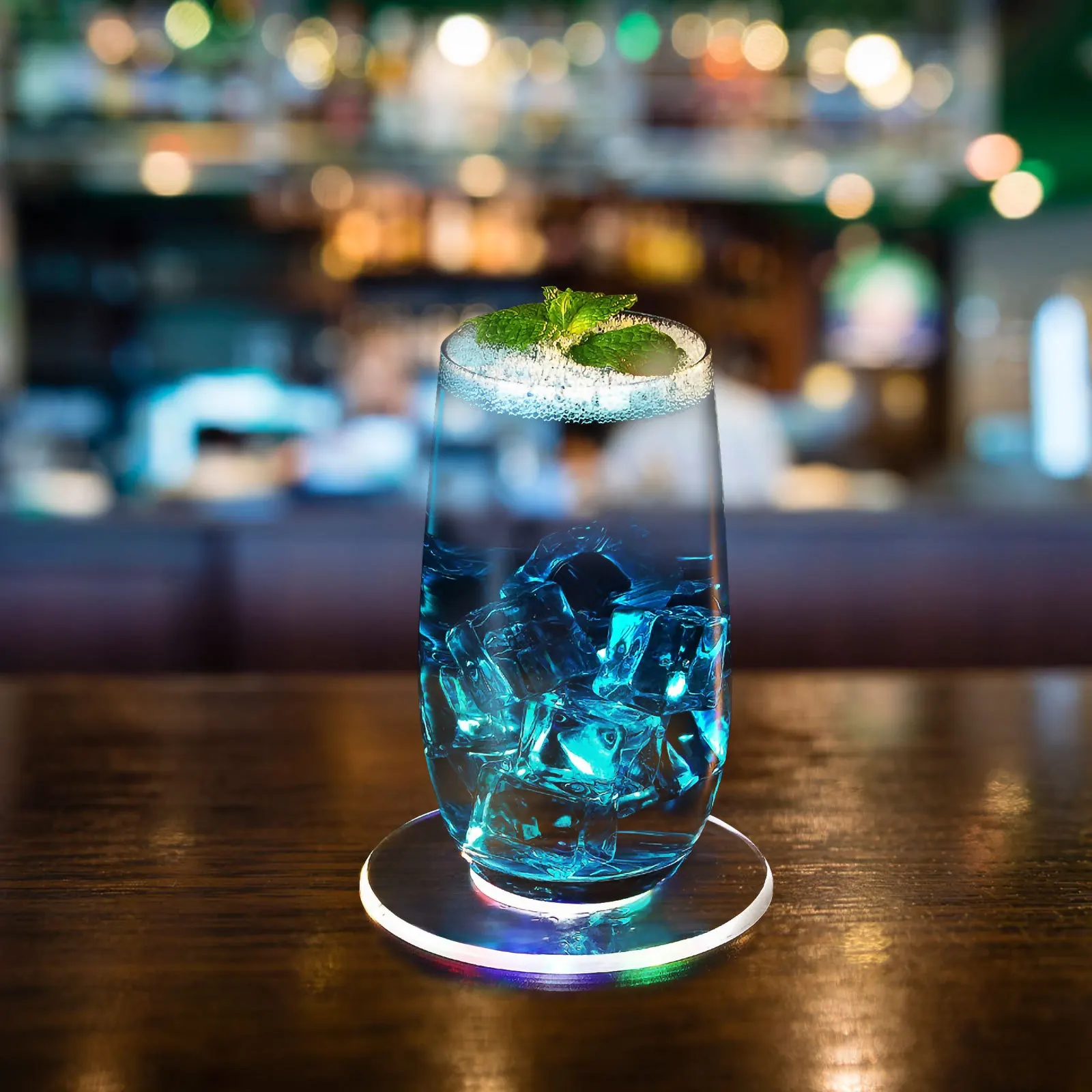 

Rechargeable Acrylic LED Glowing Placemat Creative Bar Tabletop Decor Coaster Decorative Cup Mat Rechargeable Placemat